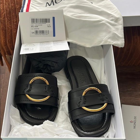 Moncler Shoes Moncler Black Sandals With Gold Accent Poshmark
